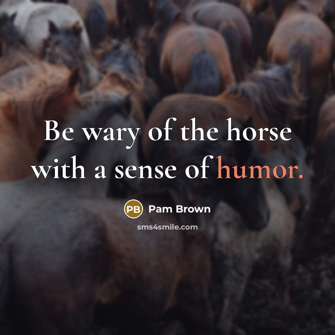 “Be wary of the horse with a sense of humor.…” quote by Pam Brown