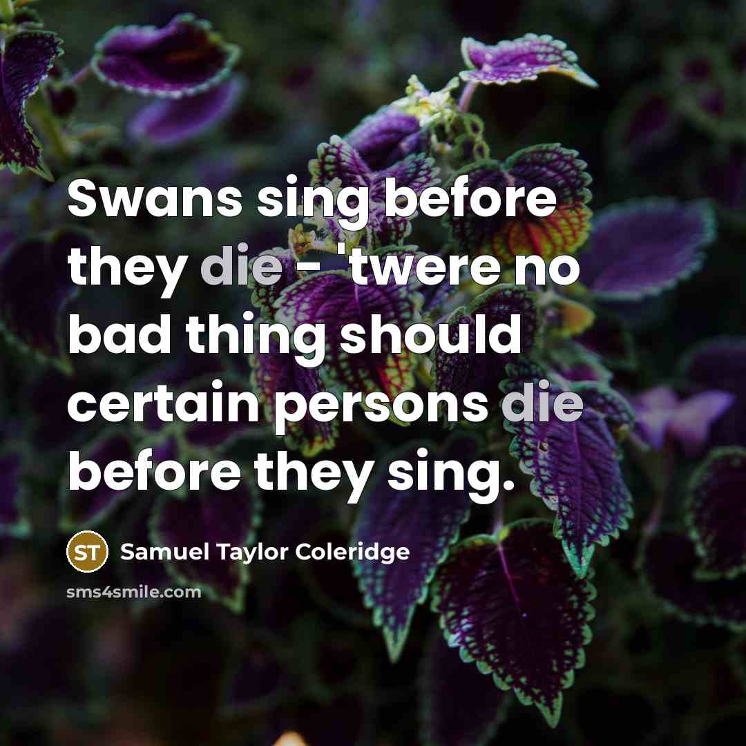 “Swans sing before they die - 'twere no bad thing…” quote by Samuel Taylor Coleridge