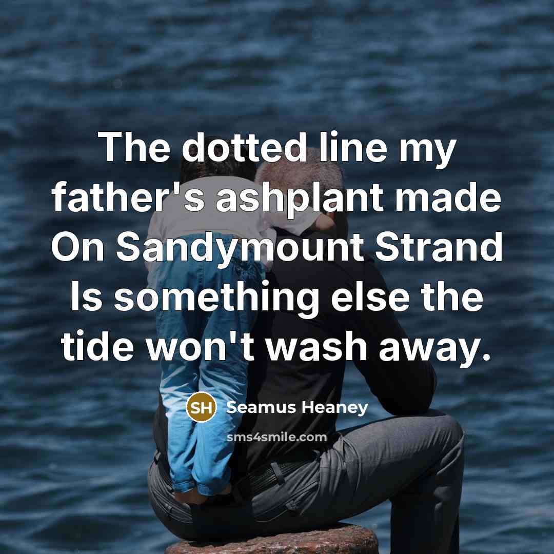 “The dotted line my father's ashplant made On Sandymount Strand…” quote by Seamus Heaney