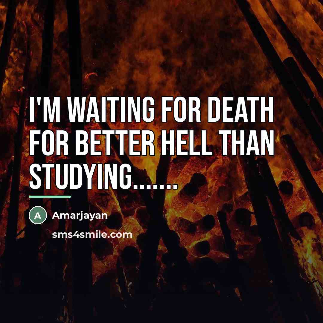 “I'm waiting for death for better hell than studying.......…” quote by Amarjayan