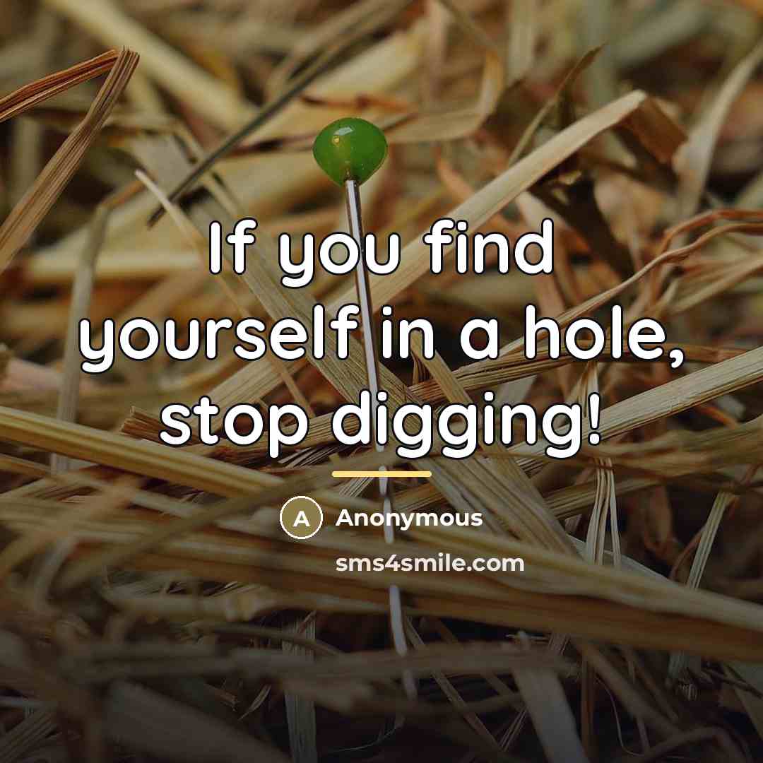 “If you find yourself in a hole, stop digging!…” quote by Anonymous