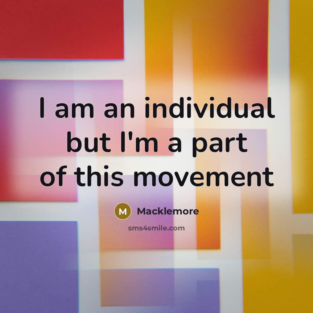 “I am an individual but I'm a part of this…” quote by Macklemore