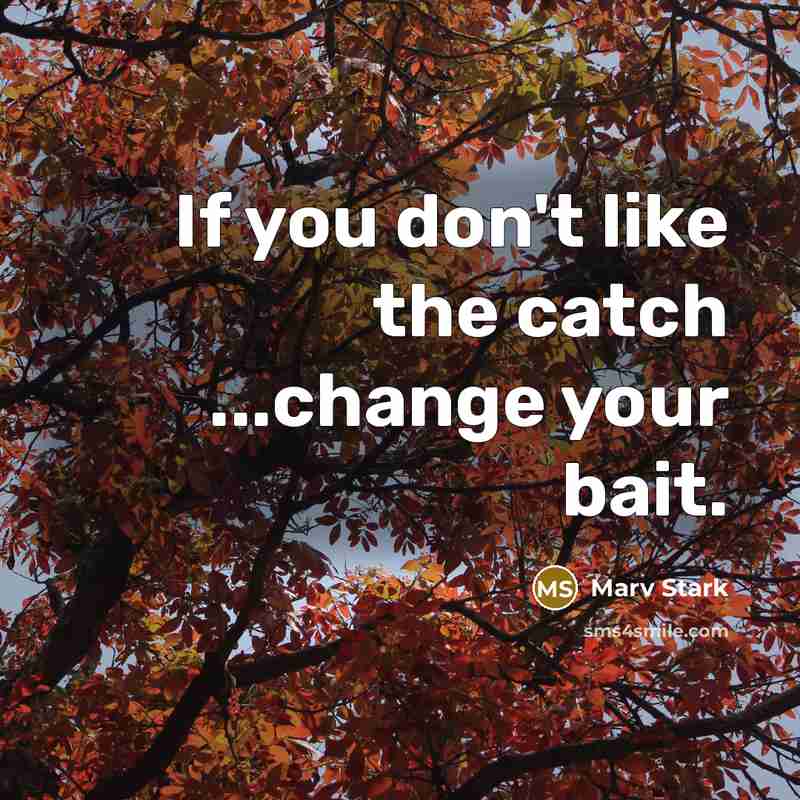 “If you don't like the catch ...change your bait.…” quote by Marv Stark