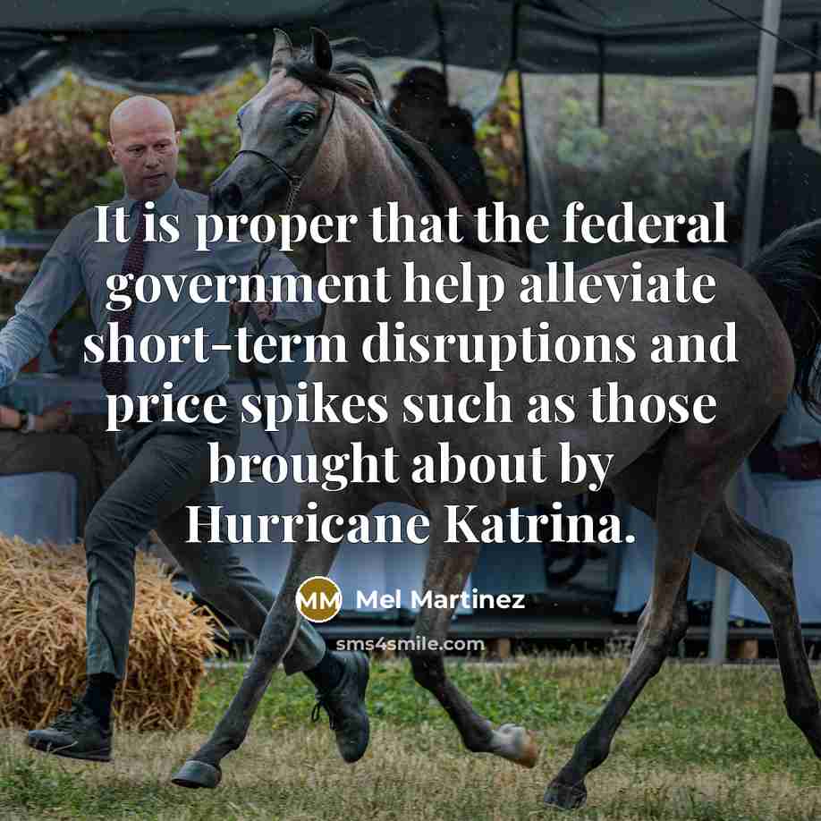 “It is proper that the federal government help alleviate short-term…” quote by Mel Martinez