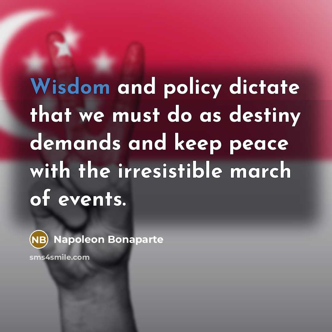 “Wisdom and policy dictate that we must do as destiny…” quote by Napoleon Bonaparte