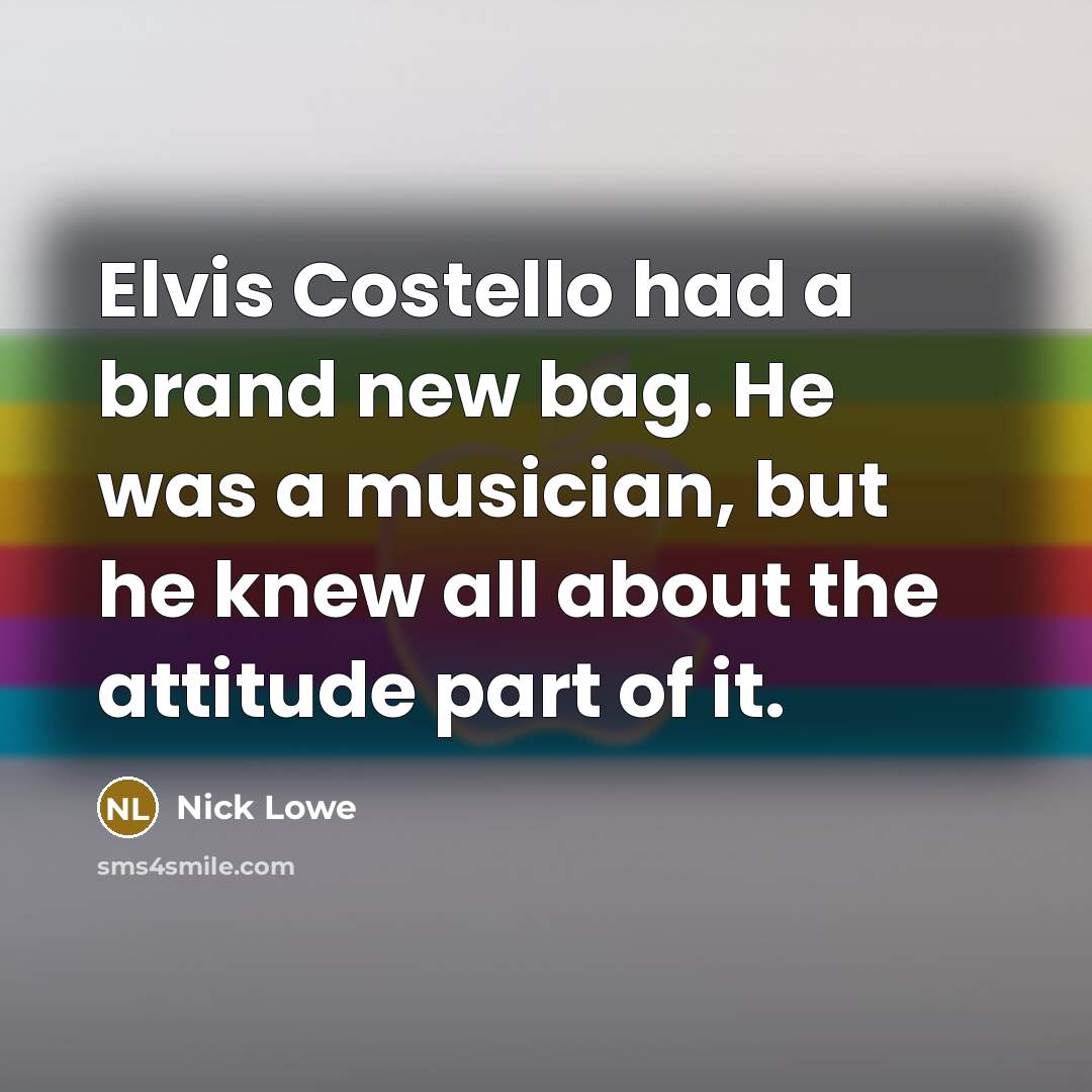 “Elvis Costello had a brand new bag. He was a…” quote by Nick Lowe