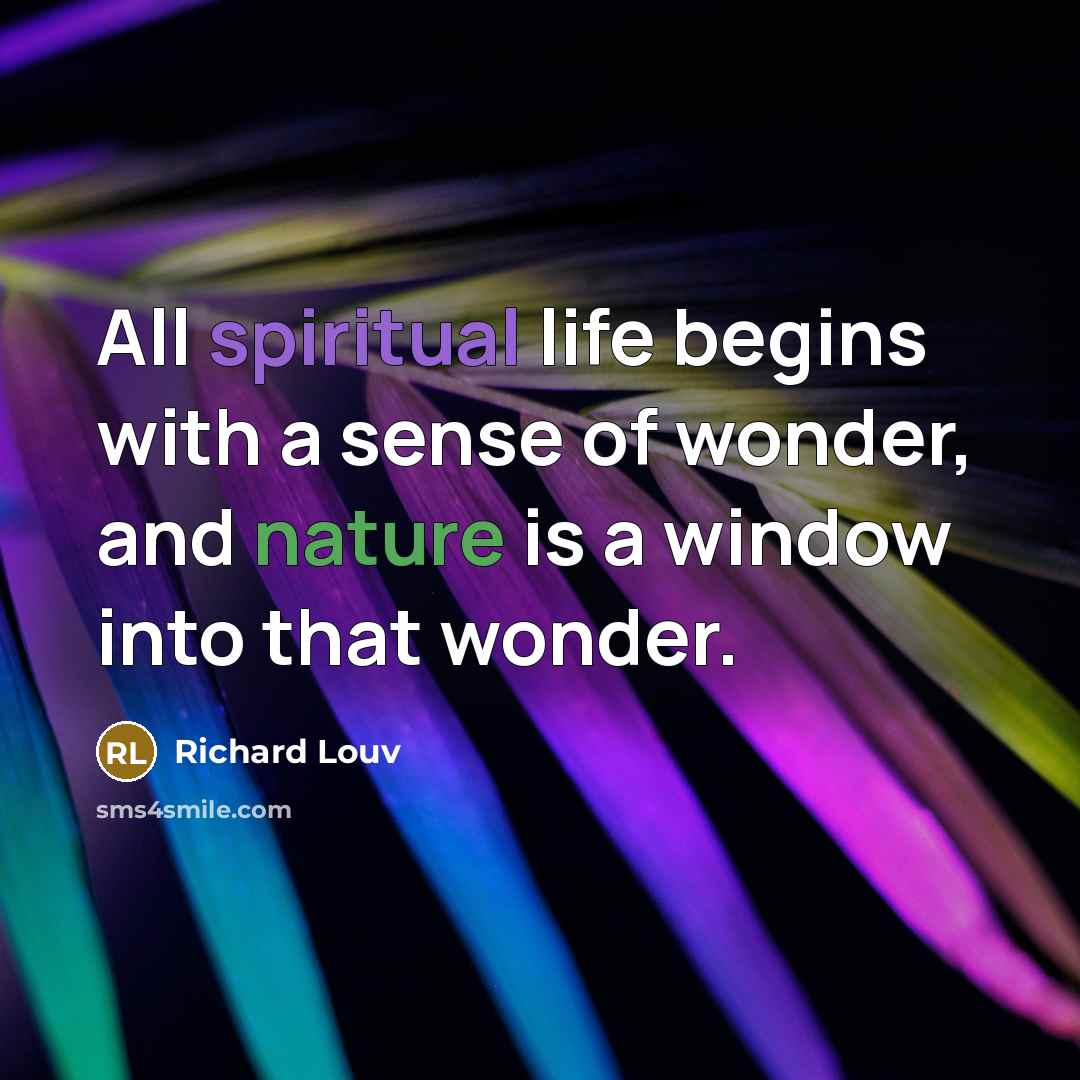 “All spiritual life begins with a sense of wonder, and…” quote by Richard Louv