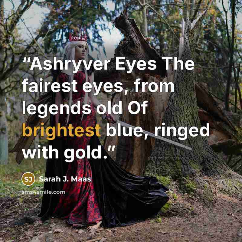 “Ashryver Eyes The fairest eyes, from legends old Of brightest blue, ringed with gold.” quote by Sarah J. Maas