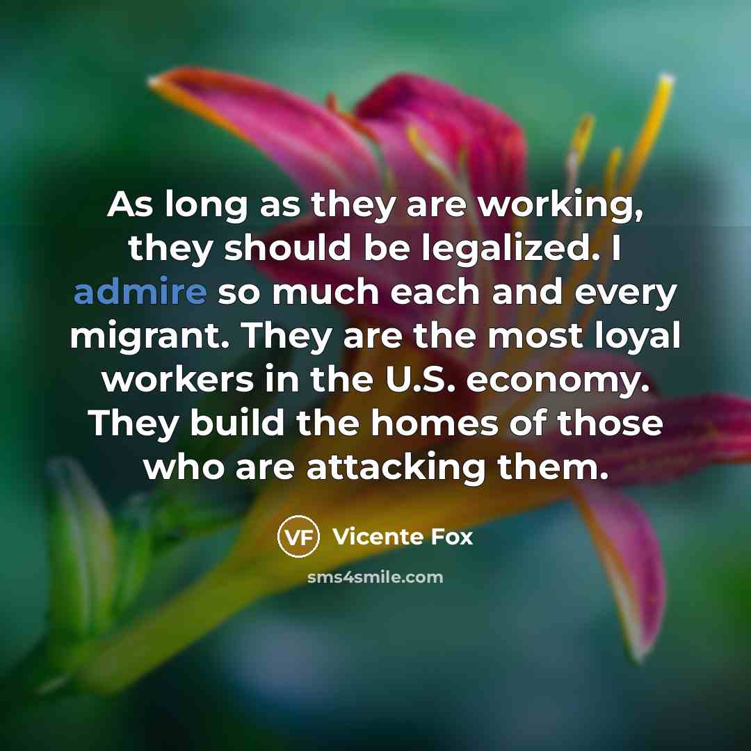 “As long as they are working, they should be legalized.…” quote by Vicente Fox