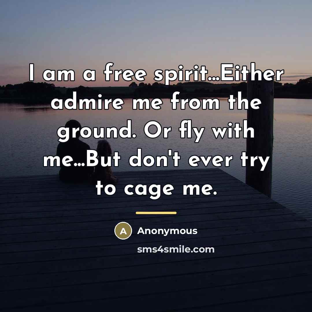 “I am a free spirit...Either admire me from the ground.…” quote by Anonymous