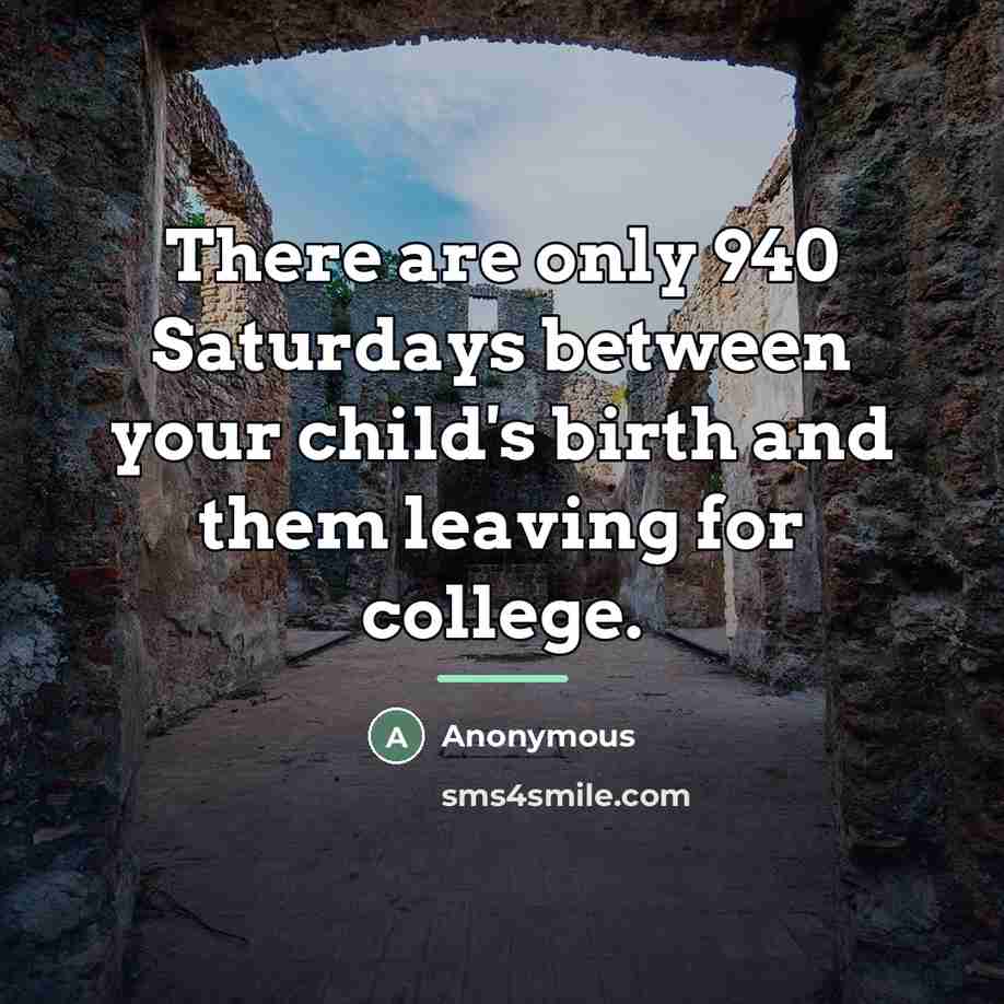 “There are only 940 Saturdays between your child's birth and…” quote by Anonymous