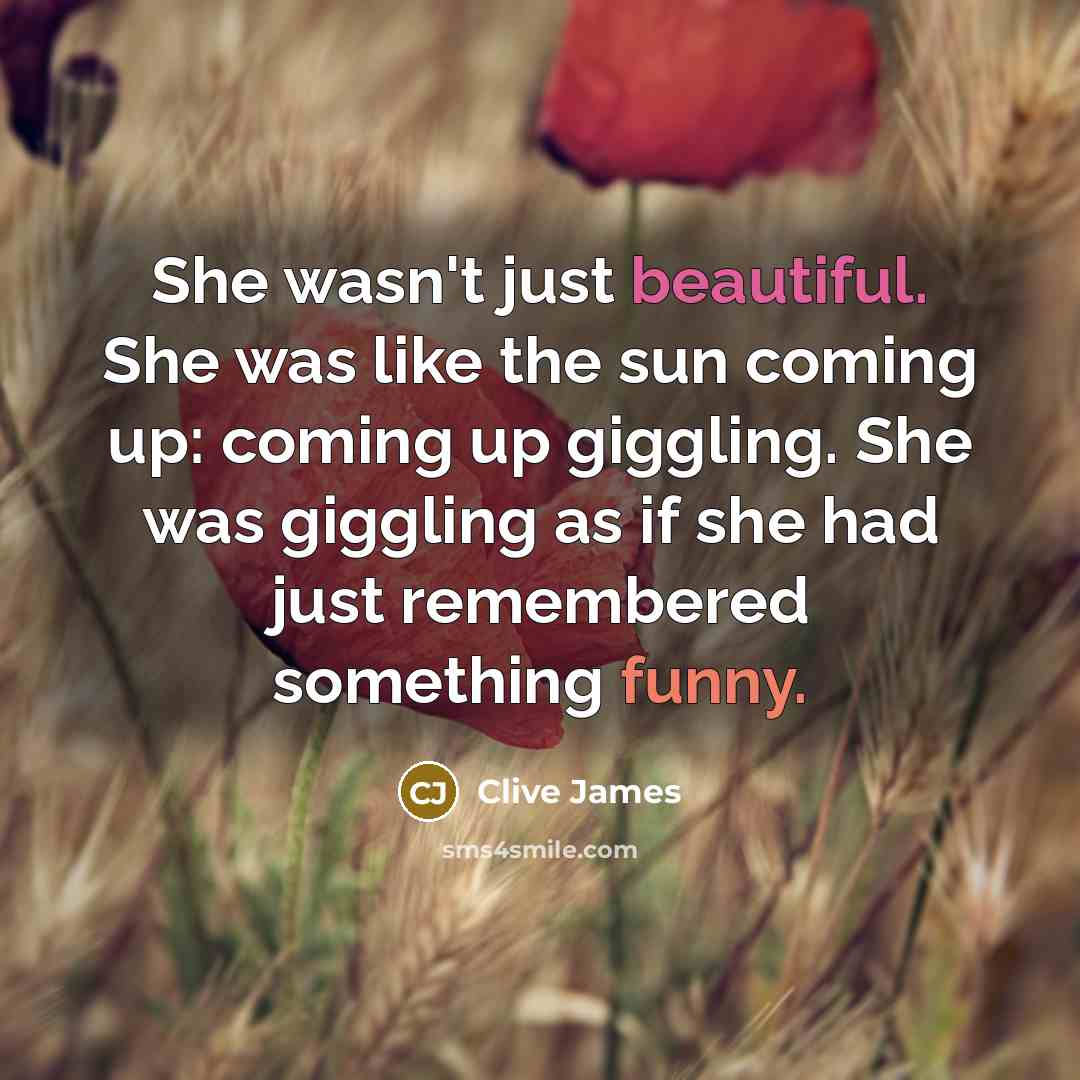 “She wasn't just beautiful. She was like the sun coming…” quote by Clive James