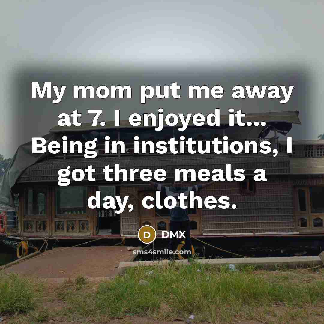 “My mom put me away at 7. I enjoyed it...…” quote by DMX