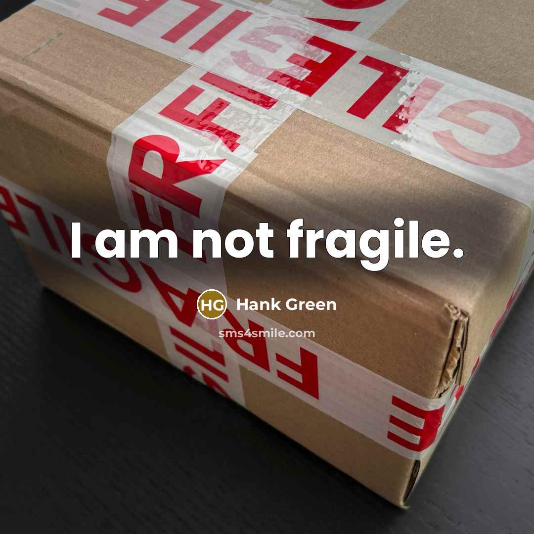 “I am not fragile.…” quote by Hank Green