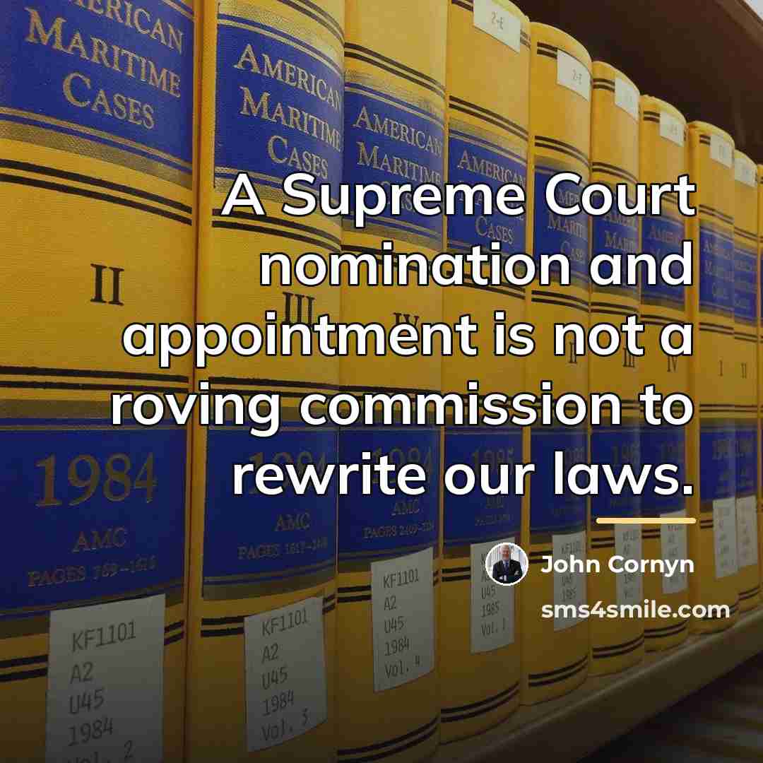 “A Supreme Court nomination and appointment is not a roving…” quote by John Cornyn
