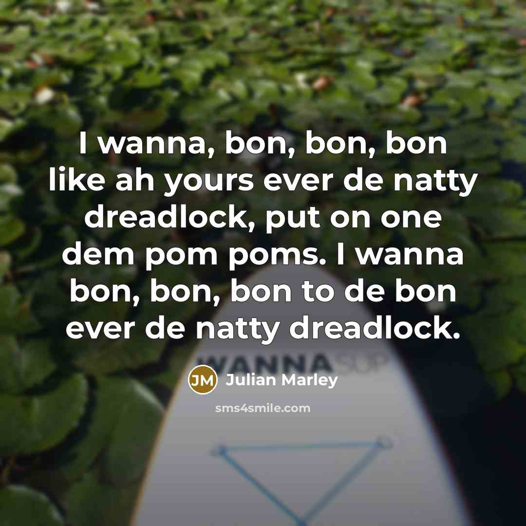 “I wanna, bon, bon, bon like ah yours ever de…” quote by Julian Marley