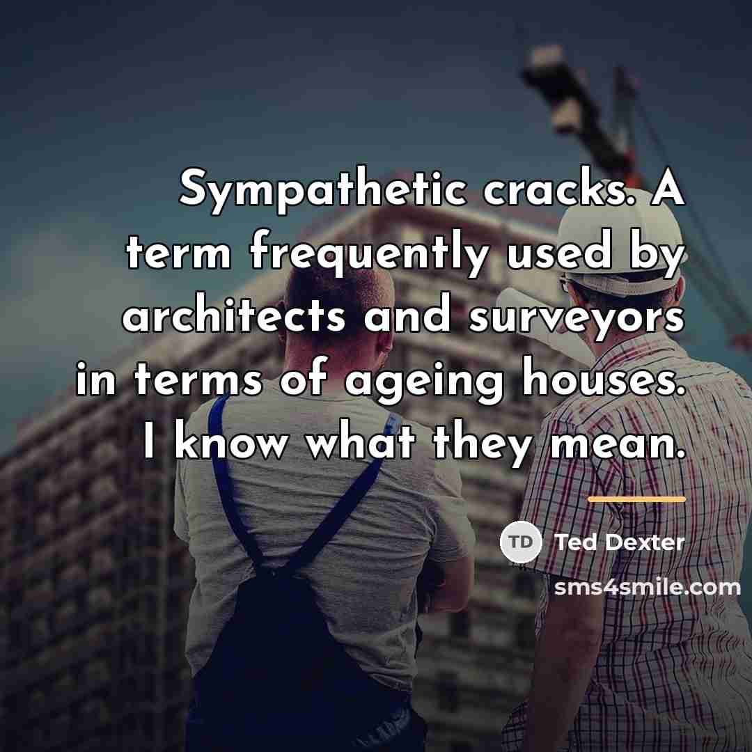“Sympathetic cracks. A term frequently used by architects and surveyors…” quote by Ted Dexter