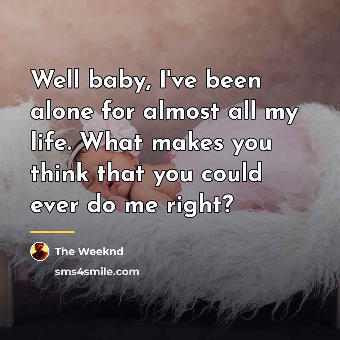 “Well baby, I've been alone for almost all my life.…” quote by The Weeknd