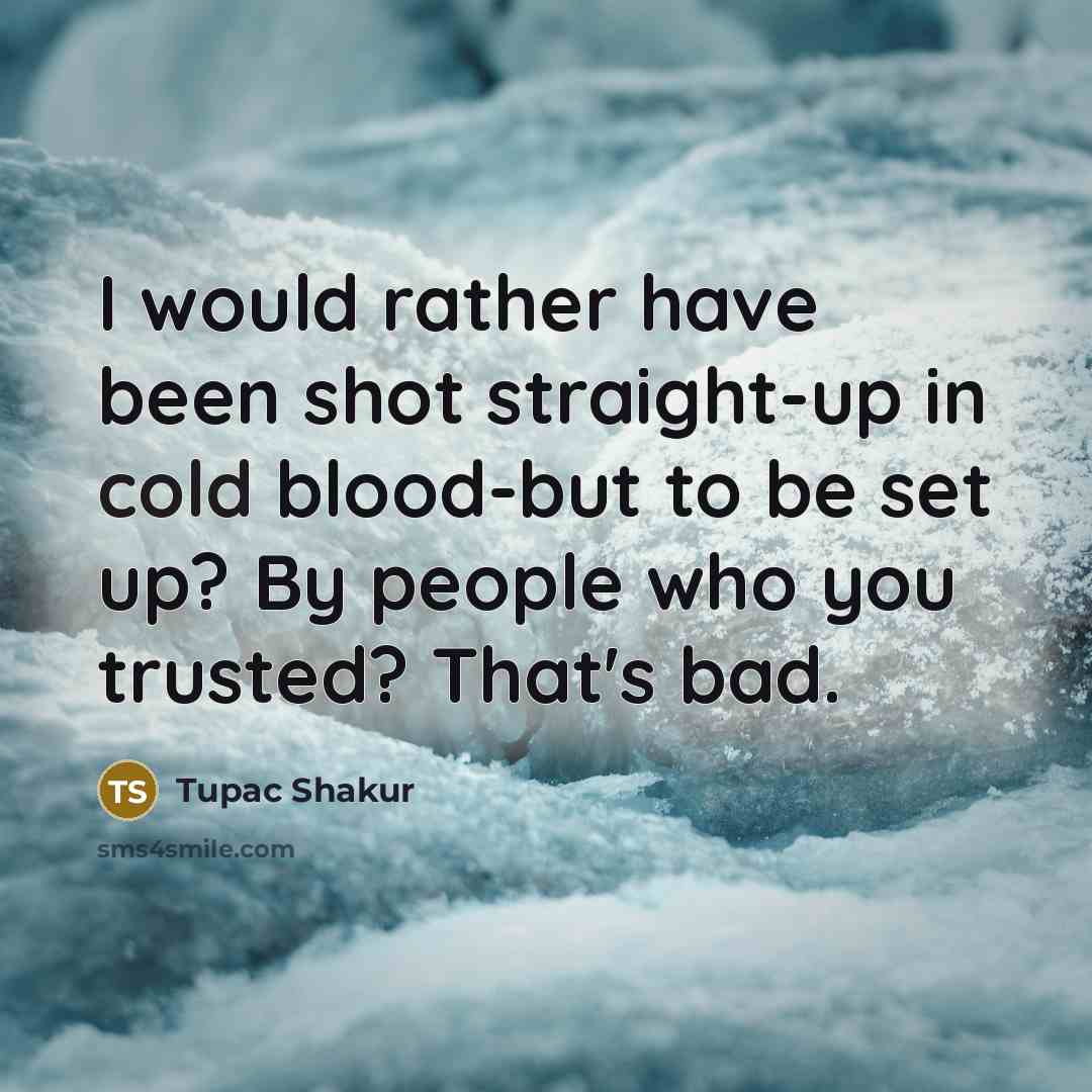 “I would rather have been shot straight-up in cold blood-but…” quote by Tupac Shakur