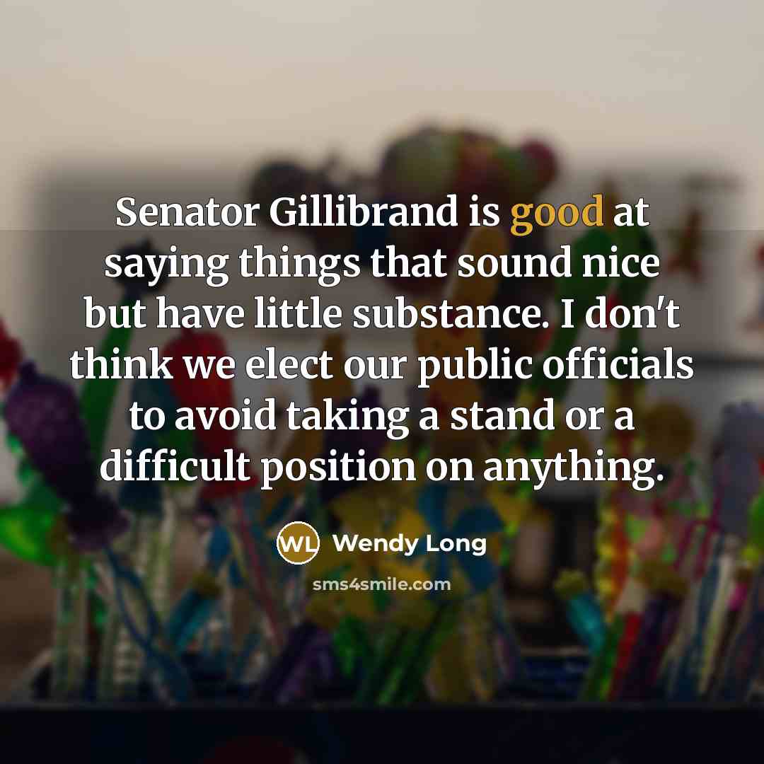 “Senator Gillibrand is good at saying things that sound nice…” quote by Wendy Long