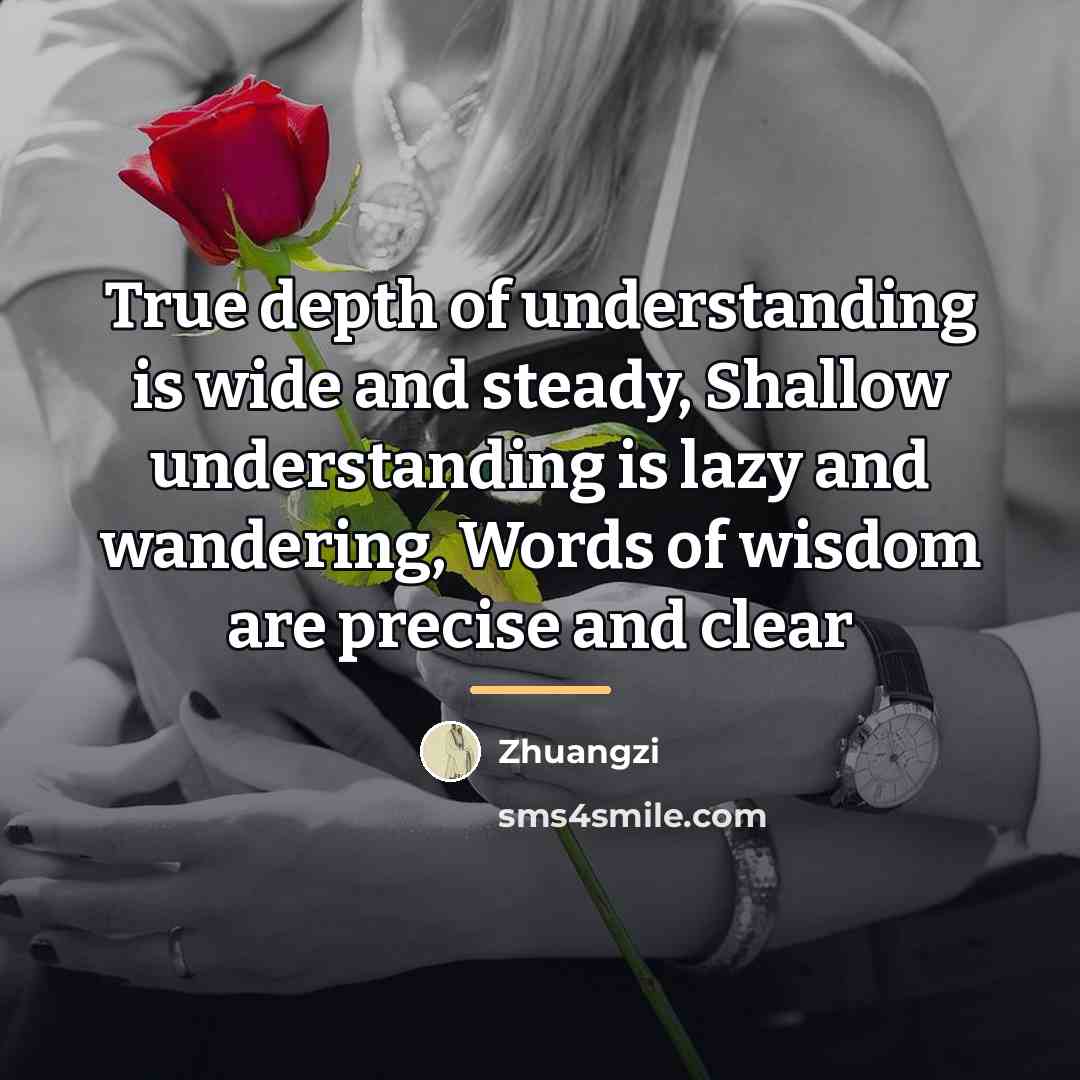 “True depth of understanding is wide and steady, Shallow understanding…” quote by Zhuangzi