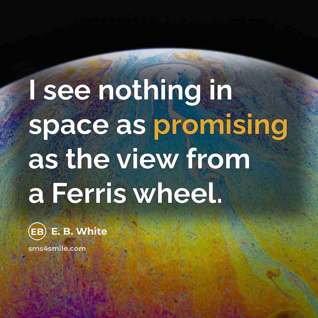 “I see nothing in space as promising as the view from a Ferris wheel.” quote by E. B. White