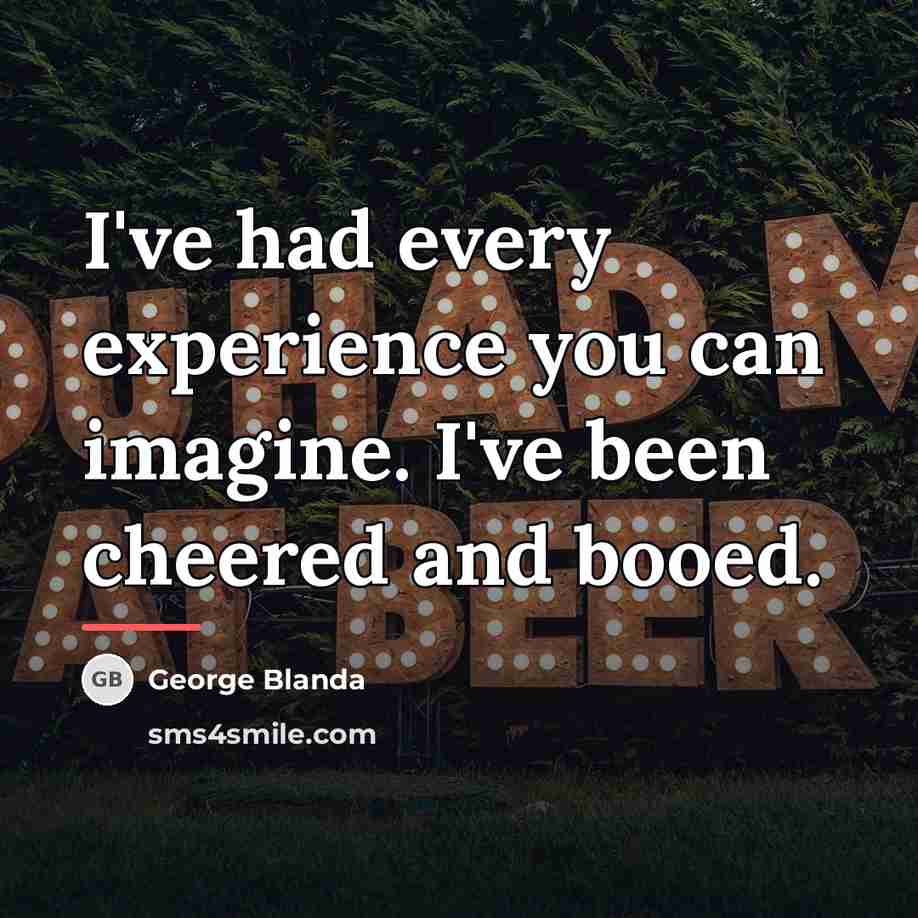 “I've had every experience you can imagine. I've been cheered…” quote by George Blanda