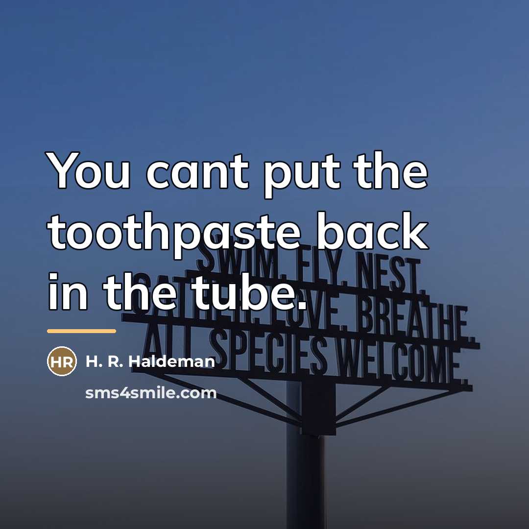 “You cant put the toothpaste back in the tube.…” quote by H. R. Haldeman