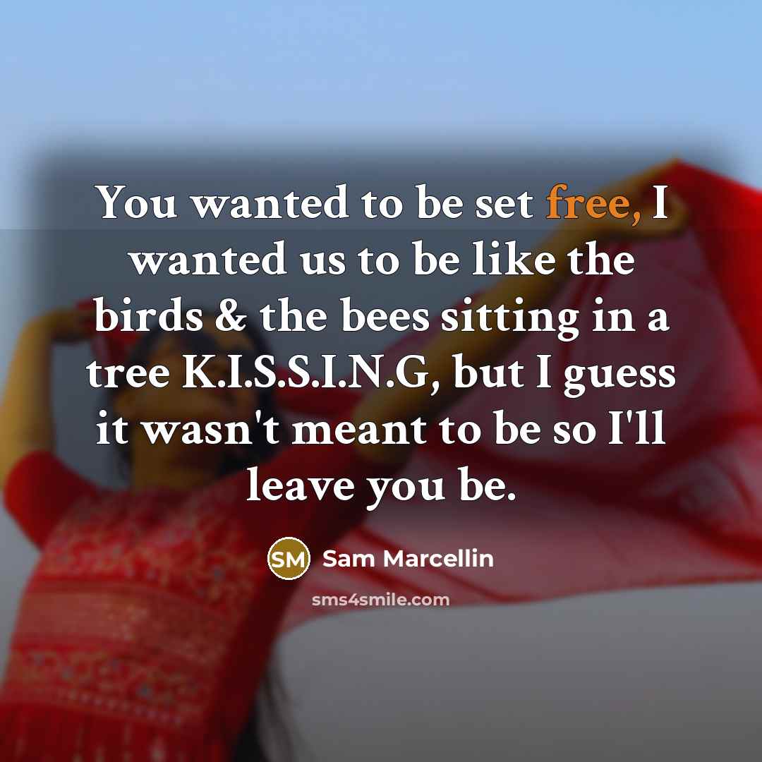 “You wanted to be set free, I wanted us to…” quote by Sam Marcellin