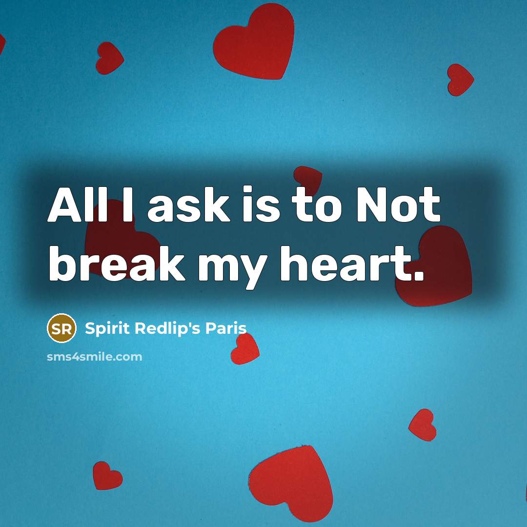 “All I ask is to Not break my heart.” quote by Spirit Redlip's Paris