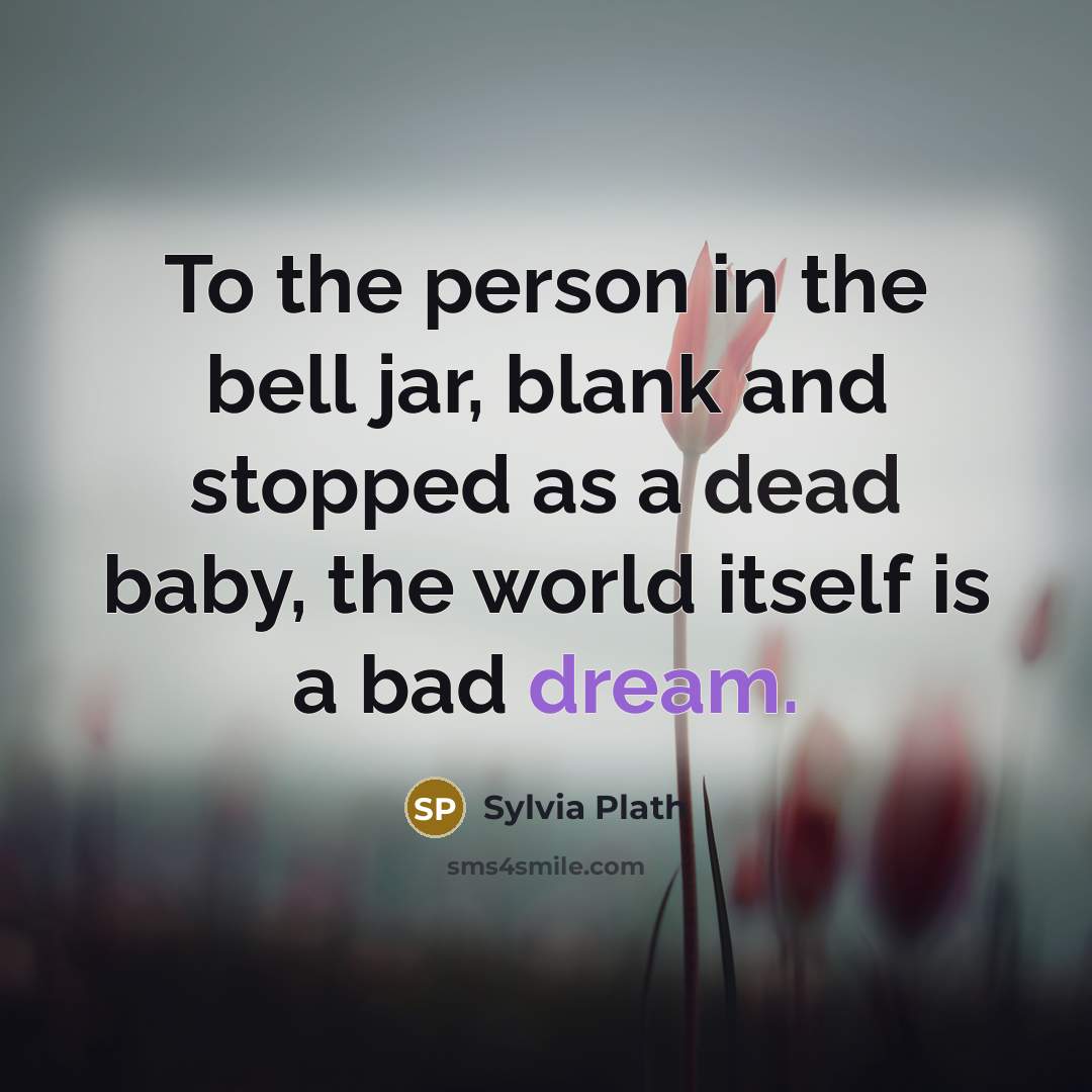 “To the person in the bell jar, blank and stopped…” quote by Sylvia Plath