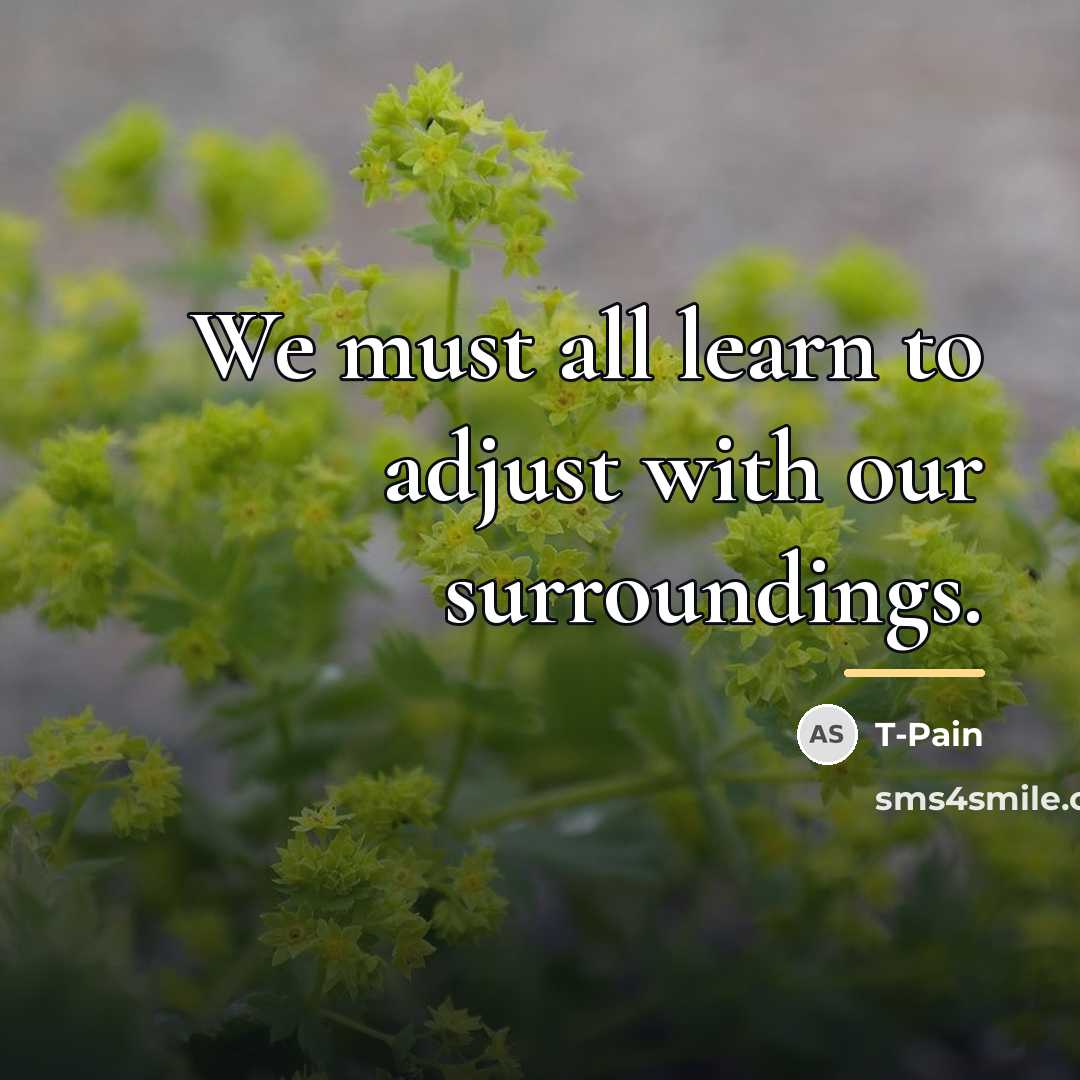 “We must all learn to adjust with our surroundings.…” quote by T-Pain