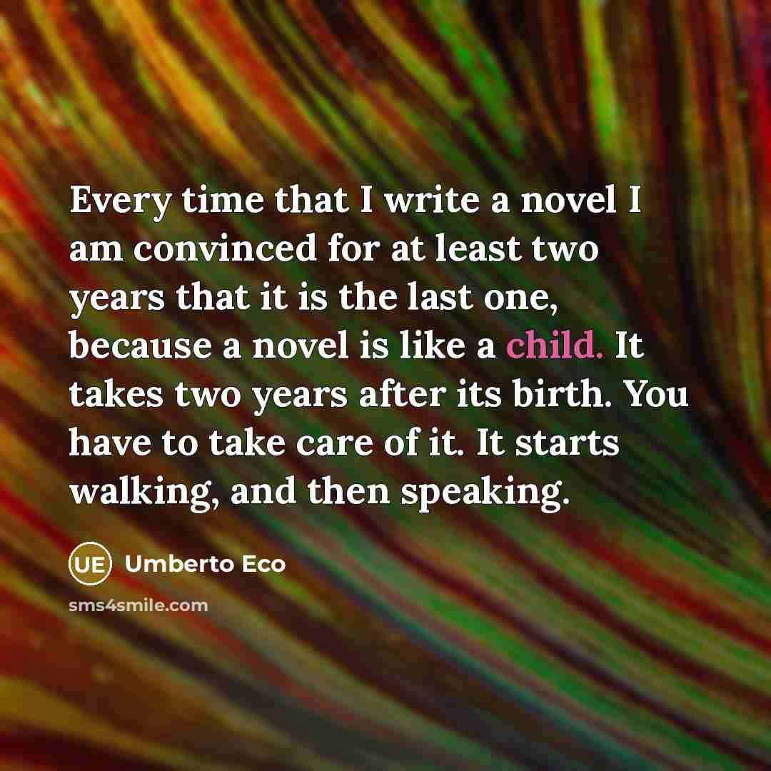 “Every time that I write a novel I am convinced…” quote by Umberto Eco