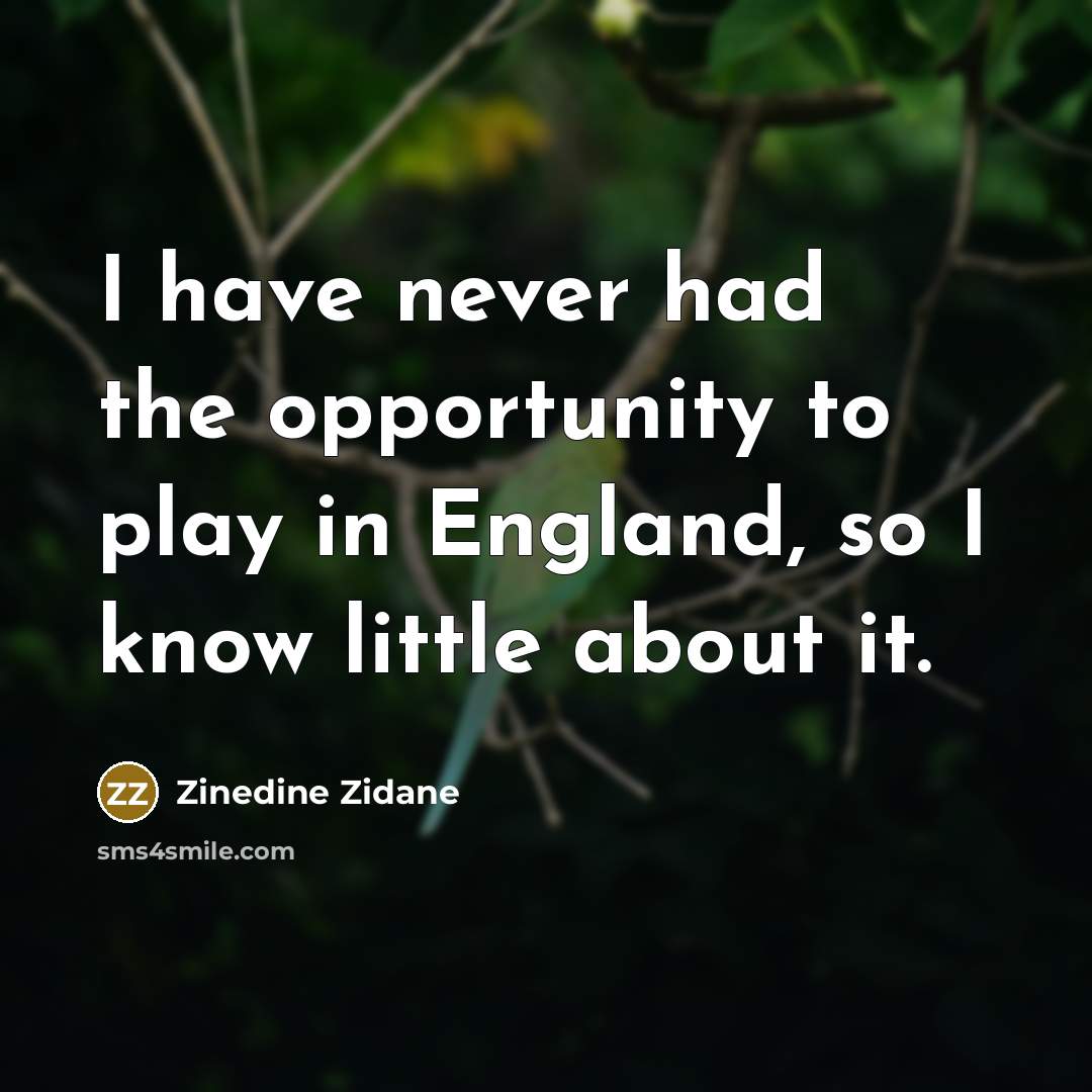 “I have never had the opportunity to play in England,…” quote by Zinedine Zidane