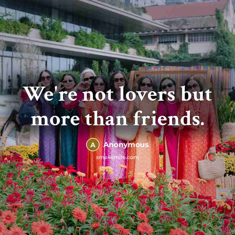 “We're not lovers but more than friends.…” quote by Anonymous
