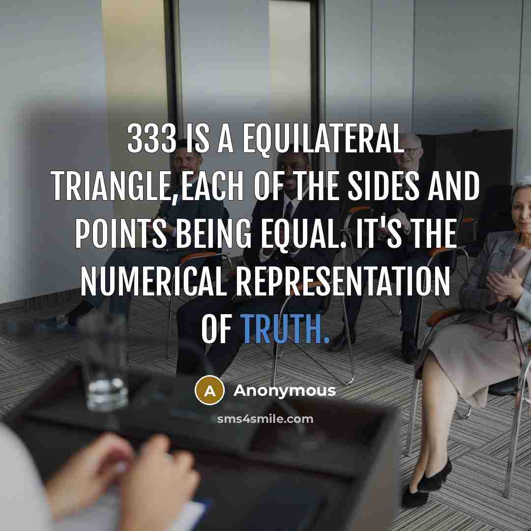 “333 is a equilateral triangle,each of the sides and points…” quote by Anonymous