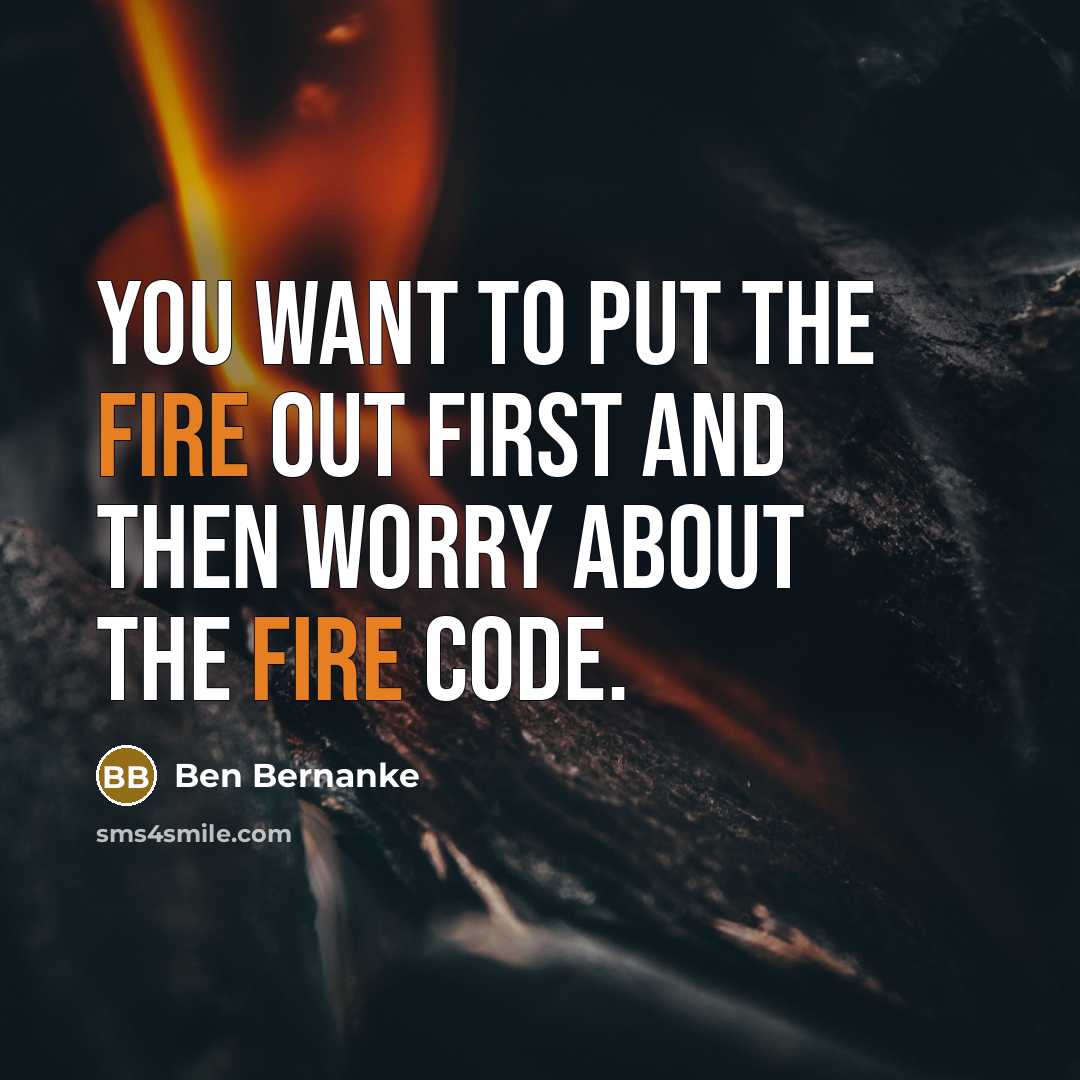 “You want to put the fire out first and then…” quote by Ben Bernanke