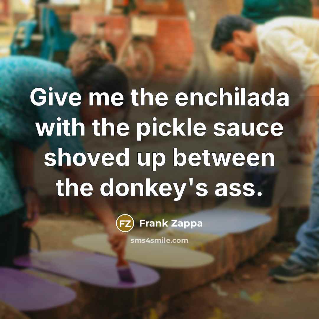 “Give me the enchilada with the pickle sauce shoved up…” quote by Frank Zappa