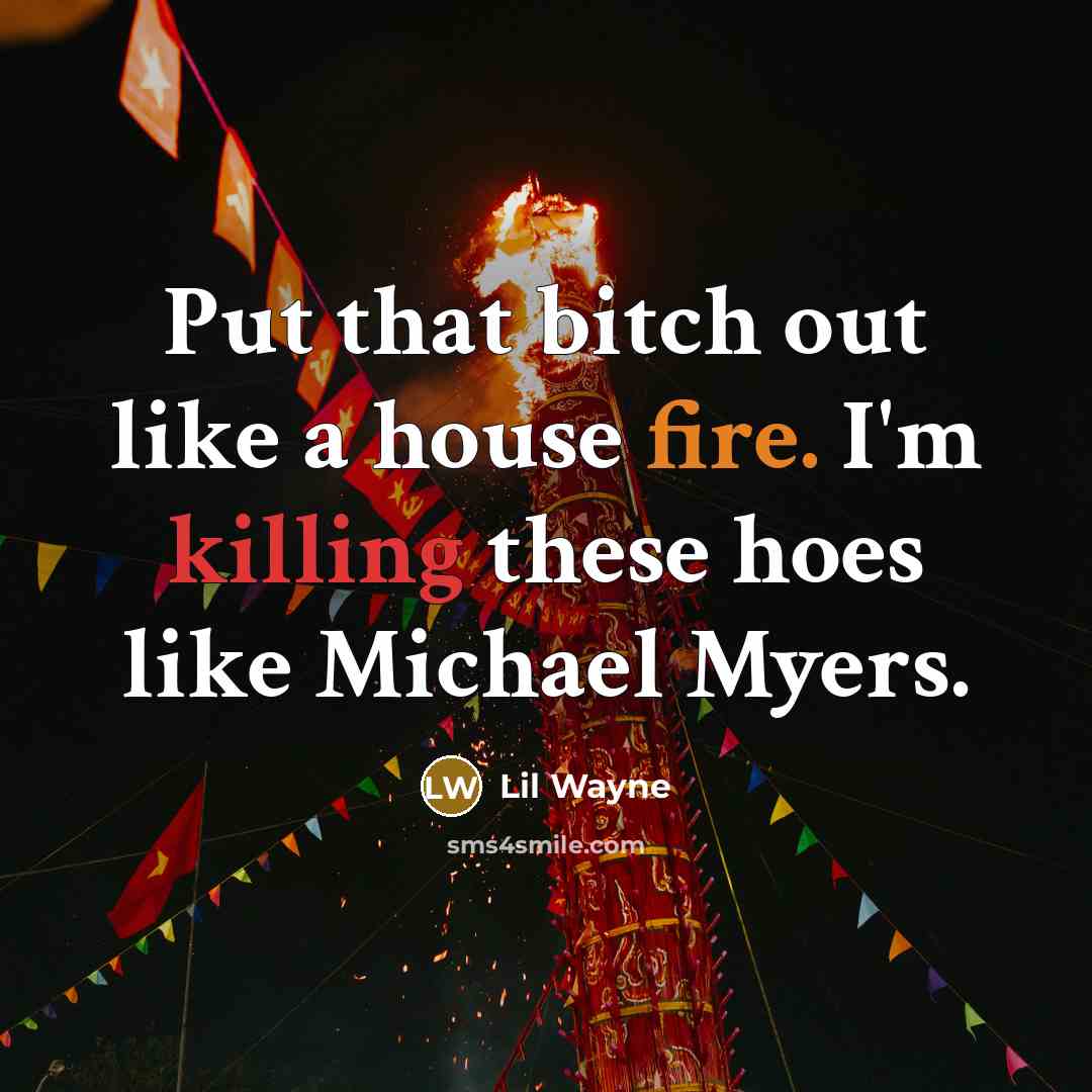 “Put that bitch out like a house fire. I'm killing these hoes like Michael Myers.” quote by Lil Wayne