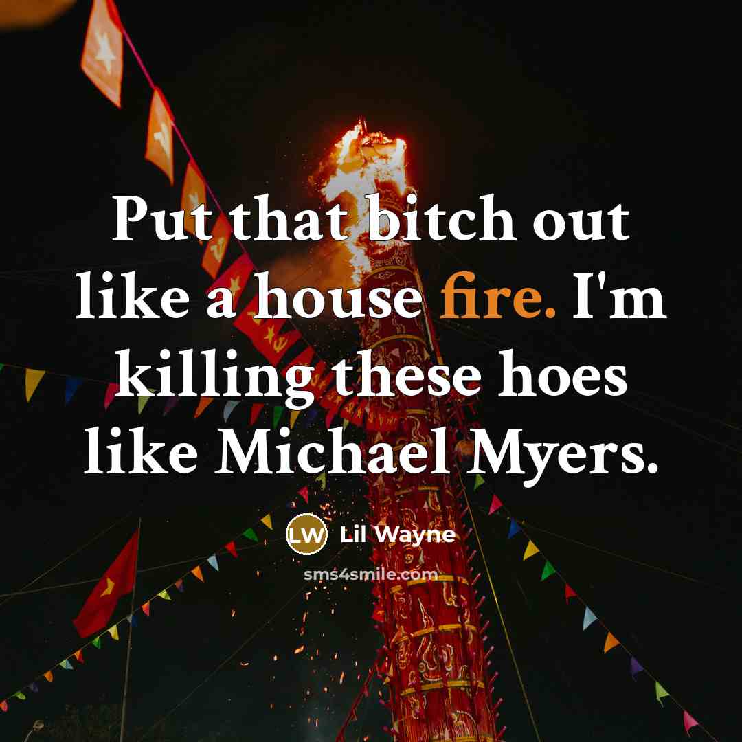 “Put that bitch out like a house fire. I'm killing these hoes like Michael Myers.” quote by Lil Wayne