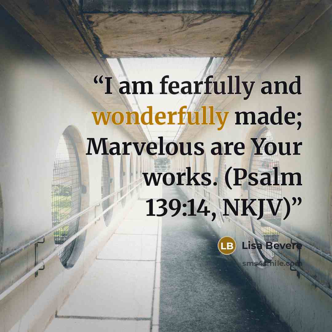 “I am fearfully and wonderfully made; Marvelous are Your works. (Psalm 139:14, NKJV)” quote by Lisa Bevere