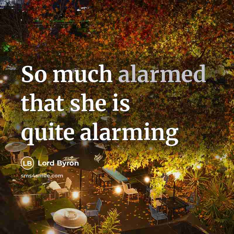 “So much alarmed that she is quite alarming…” quote by Lord Byron