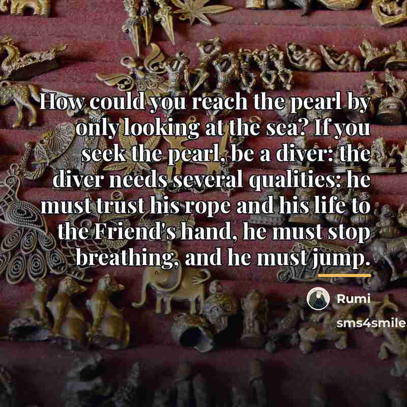 “How could you reach the pearl by only looking at…” quote by Rumi