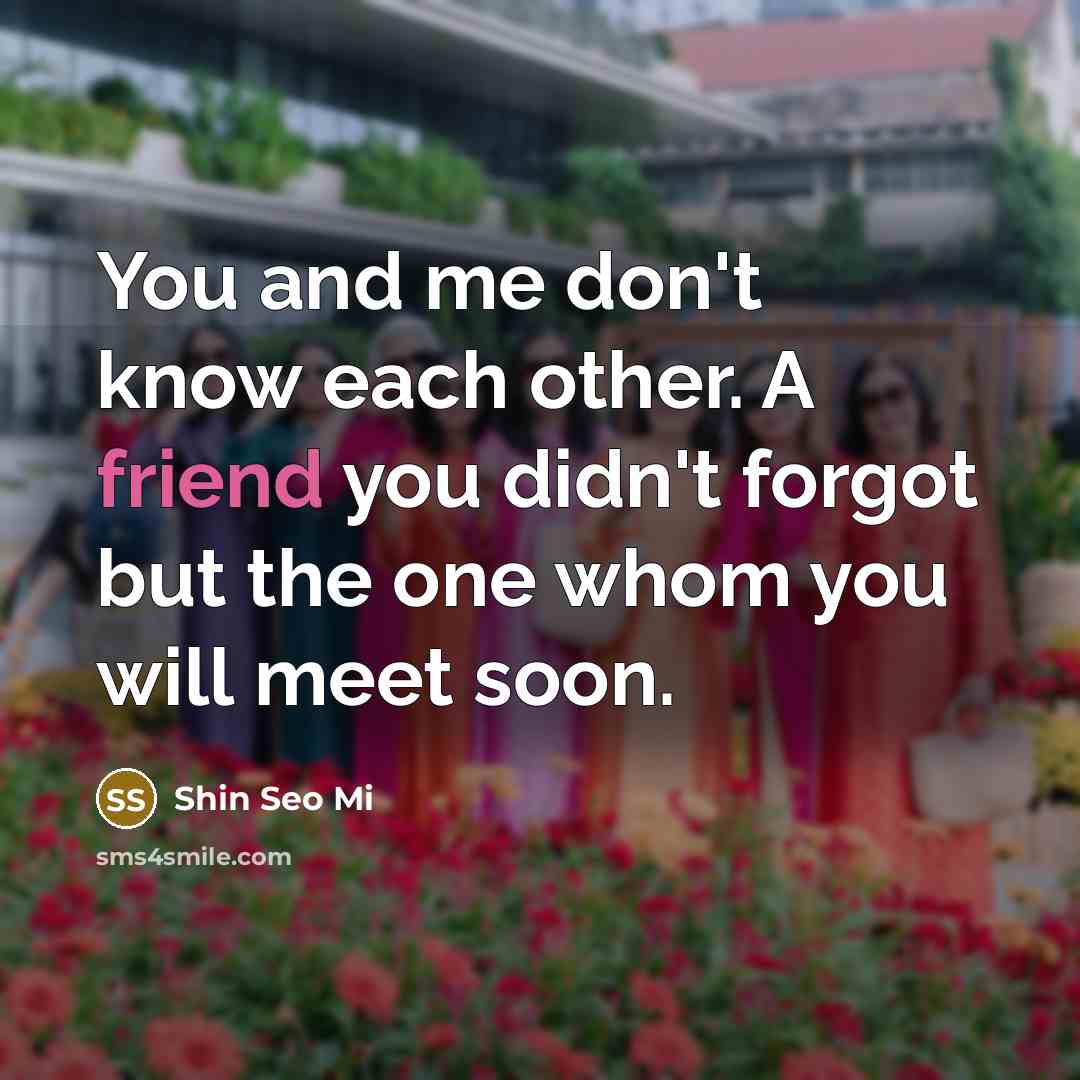 “You and me don't know each other. A friend you didn't forgot but the one whom you will meet soon.” quote by Shin Seo Mi