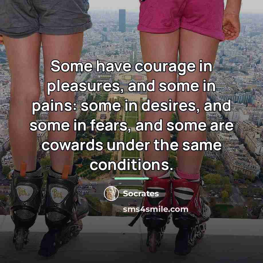 “Some have courage in pleasures, and some in pains: some…” quote by Socrates