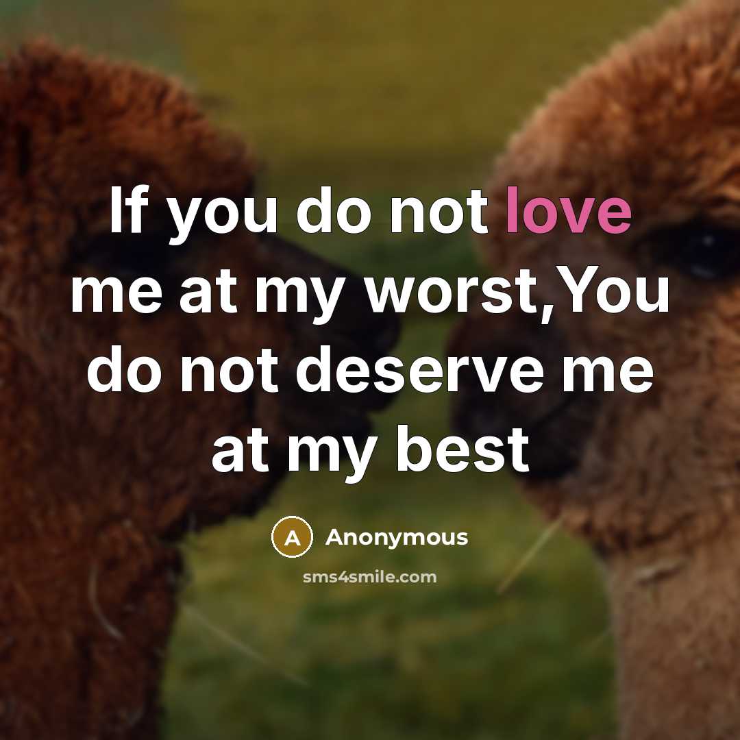 “If you do not love me at my worst,You do not deserve me at my best” quote by Anonymous
