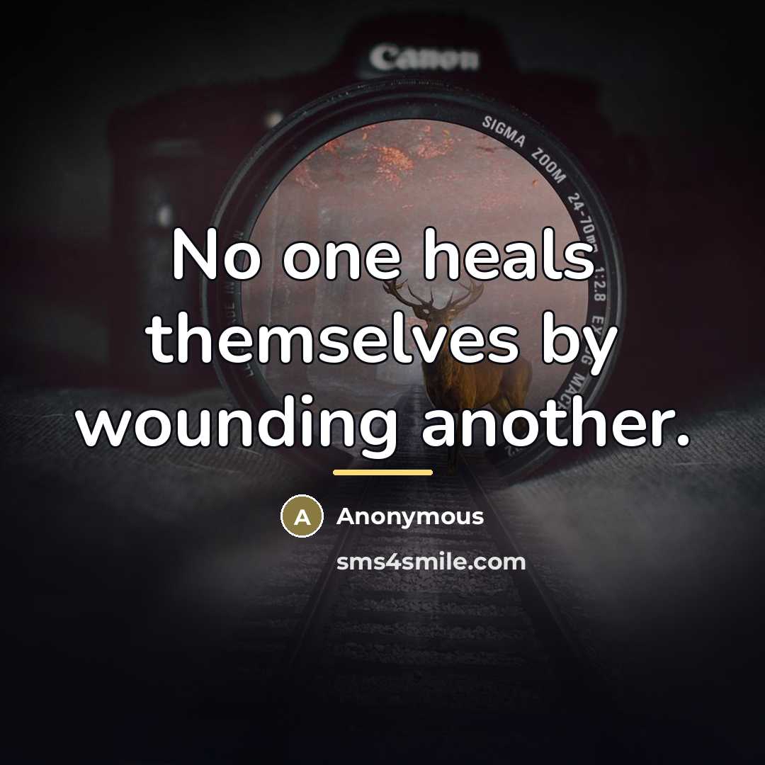 “No one heals themselves by wounding another.…” quote by Anonymous