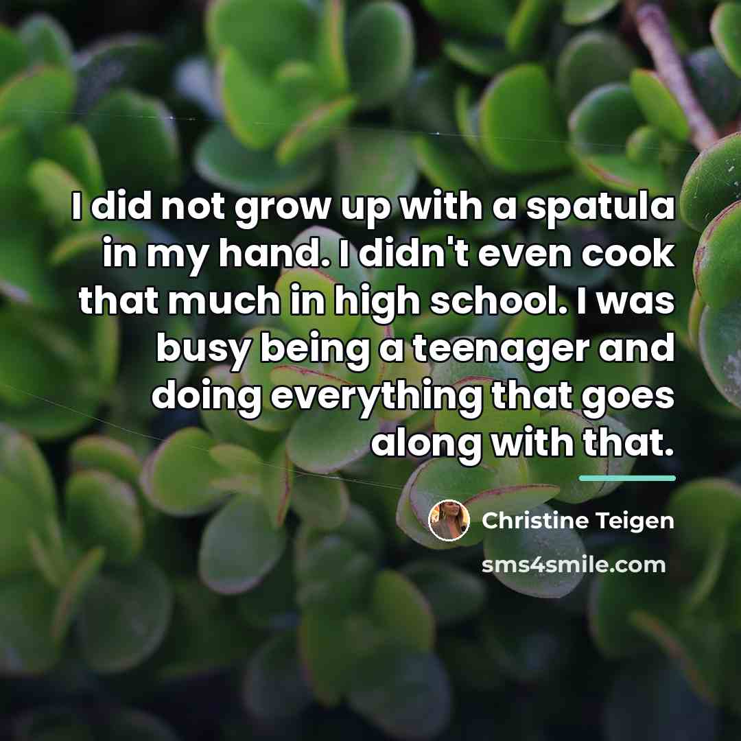 “I did not grow up with a spatula in my…” quote by Christine Teigen