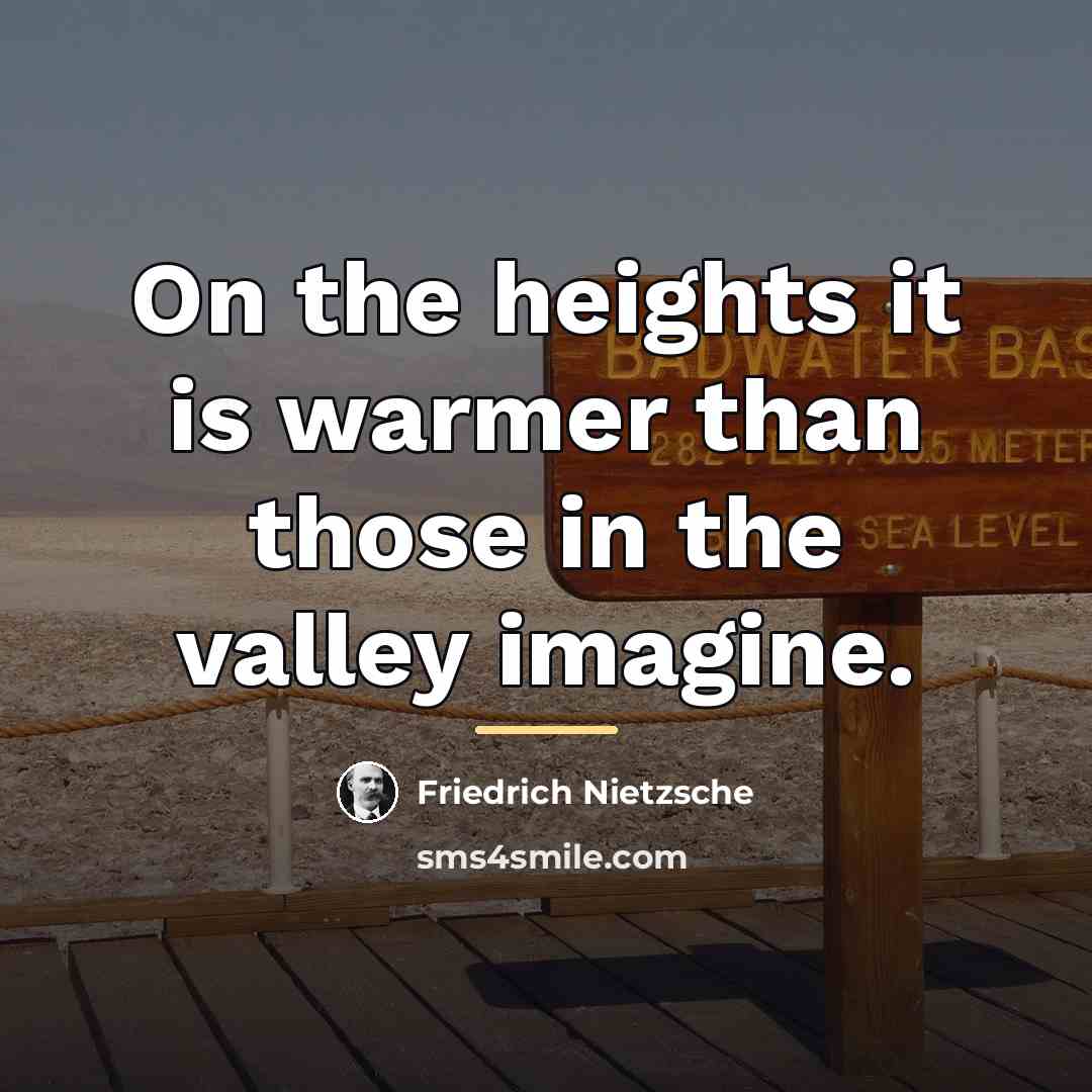 “On the heights it is warmer than those in the…” quote by Friedrich Nietzsche