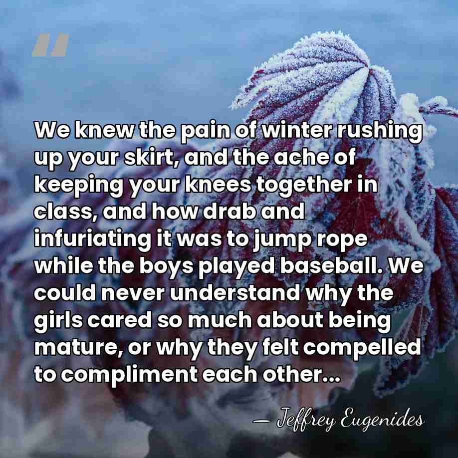 We knew the pain of winter rushing up your skirt, and the&hellip; - Jeffrey Eugenides